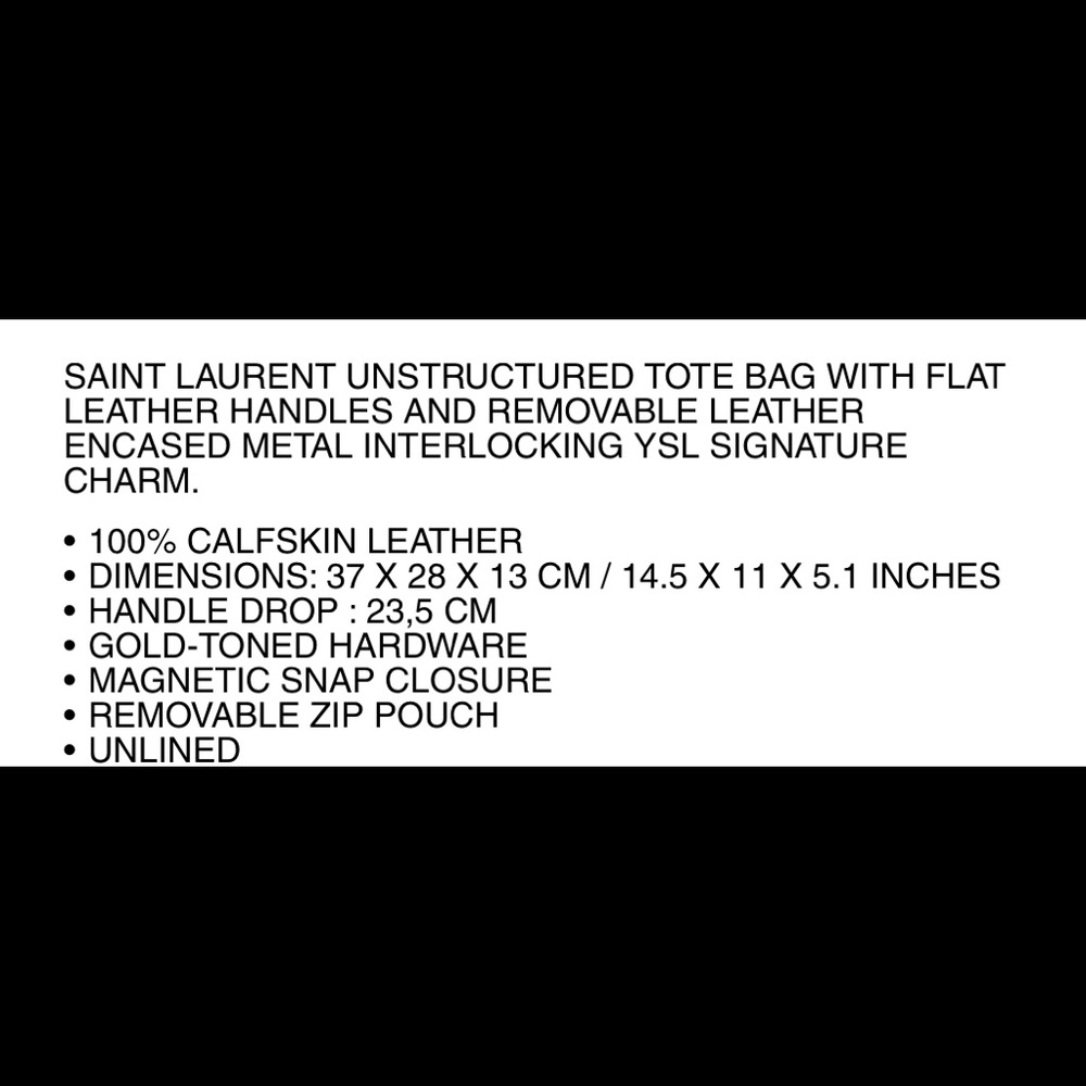 Saint Laurent black leather tote - Picture 3 of 3